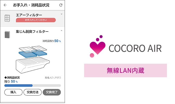 COCORO AIRアプリ画面イメージ