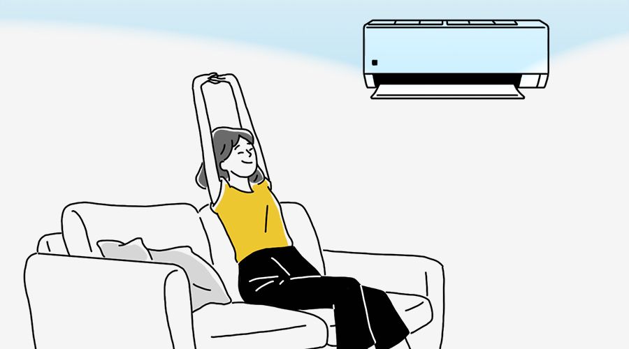 天井を沿うように流れる気流イメージ