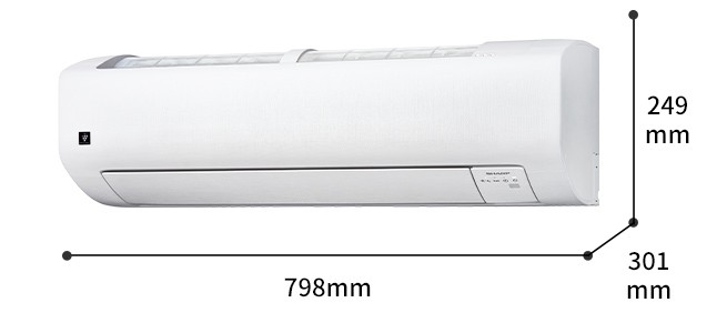 外形寸法、幅798mm×奥行301mm×高さ249mm