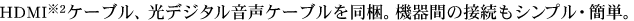 HDMIP[uAfW^P[u𓯍B@Ԃ̐ڑVvEȒPB