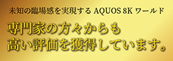 未知の臨場感を実現するAQUOS 8Kワールド 専門家の方々からも高い評価を獲得しています。