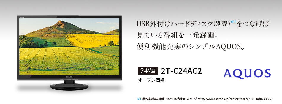 シャープ 24V型 液晶 テレビ AQUOS 2T-C24ADB ハイビジョン 外付HDD