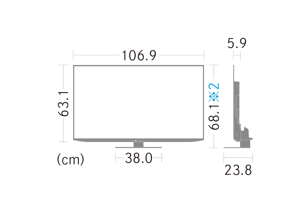 仕様/寸法 | AQUOS OLED HQ2ライン | テレビ：シャープ