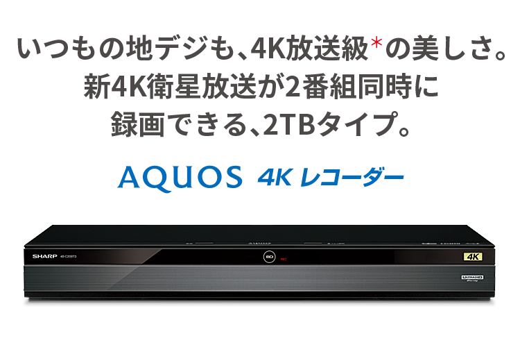 HDD容量2TBSHARP AQUOS 2TB ブルーレイレコーダー 4B-C20DT3 W録画