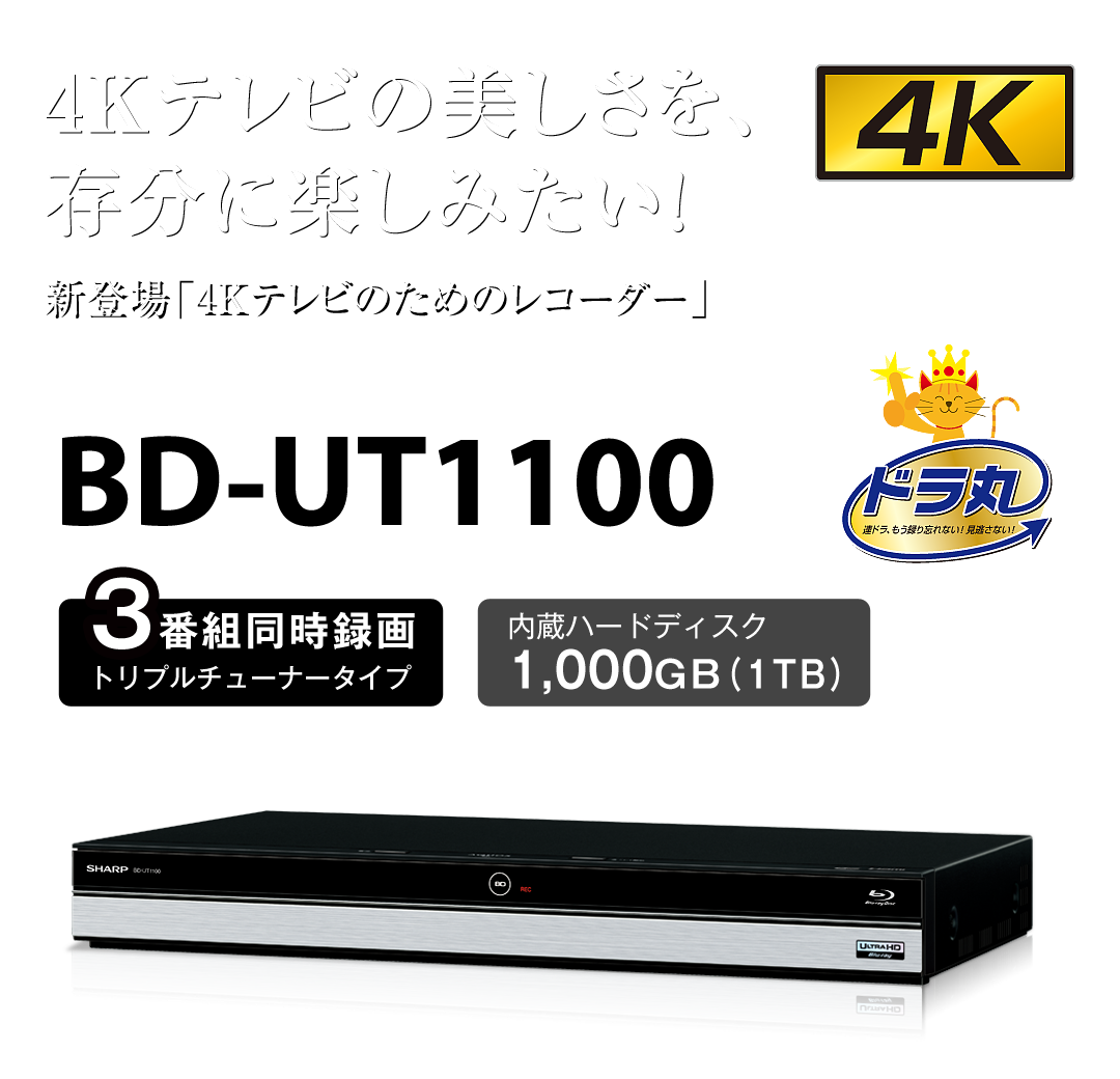 SHARP BD-T 1100 3番組T録画1000GB リモ等付フル装備！ - ブルーレイ