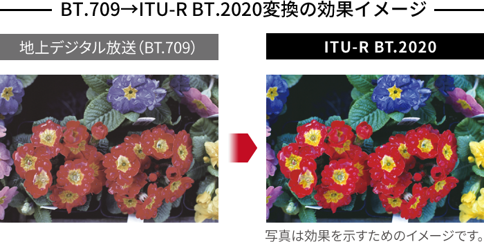イメージ画像:BT.709→ITU-R BT.2020変換の効果イメージ