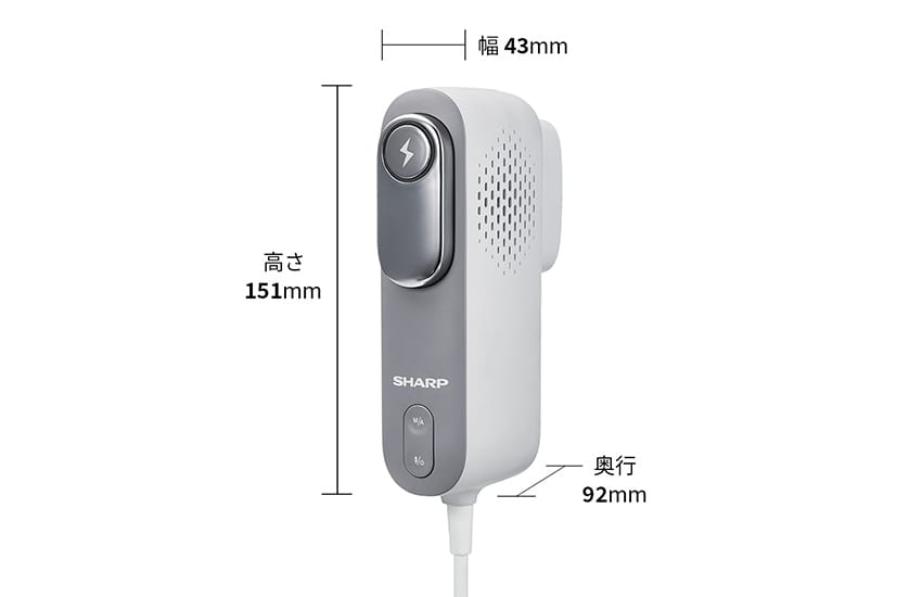 FE-EP600寸法図、幅43×奥行92×高さ151mm