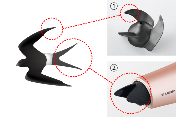アマツバメの翼に倣ったファン形状