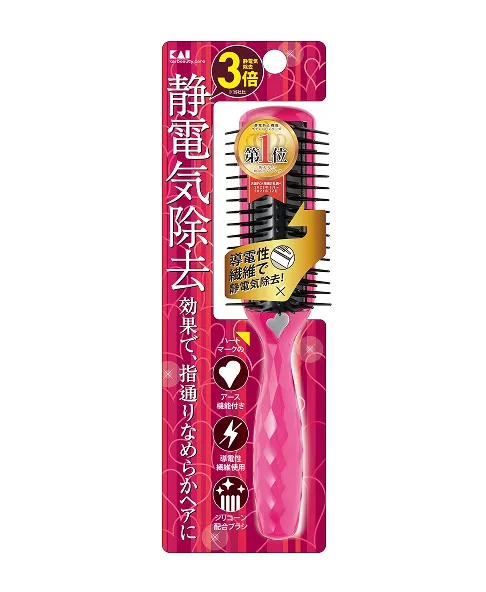 静電防止スタイリングブラシＬ（ルビーピンク）