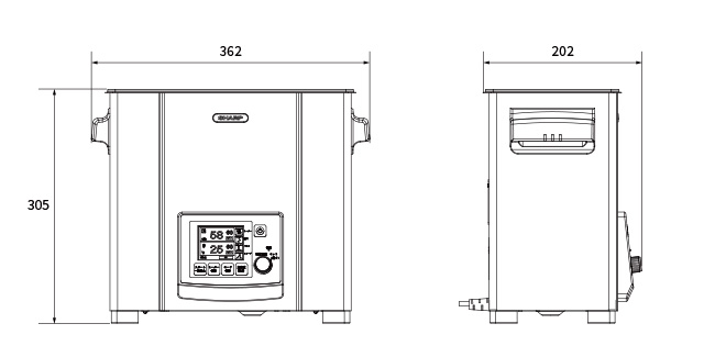 外形寸法図｜卓上型超音波洗浄機 UT-107シリーズ｜洗浄システム：シャープ