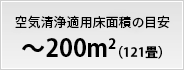 空気清浄適用床面積の目安 200m²(121畳)