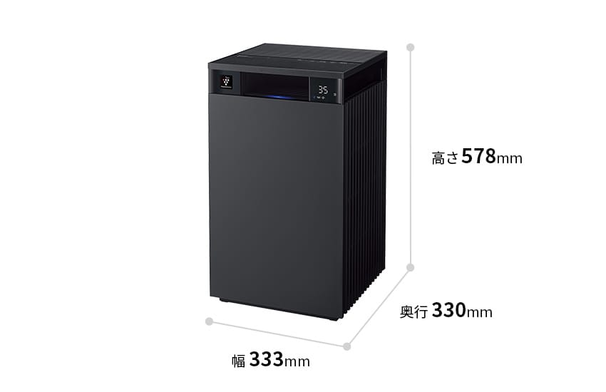 寸法図、幅333mm×奥行330mm×高さ578mm