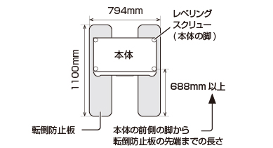転倒防止板で2階以上に取り付ける場合の平面図