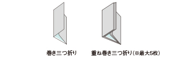 巻き三つ折り／重ね巻き三つ折り（※最大5枚）