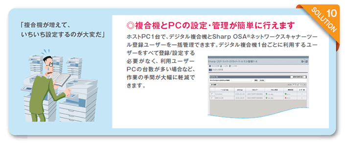 複合機とPCの設定・管理が簡単に行えます