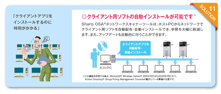 クライアント用ソフトの自動インストールが可能です