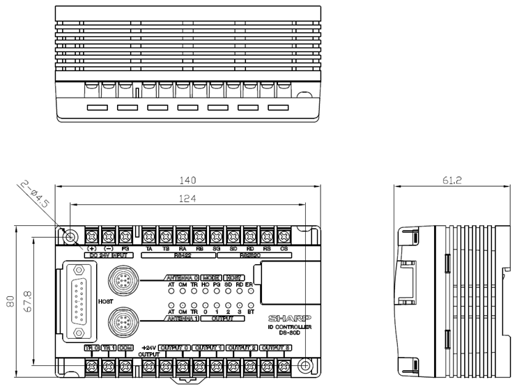 コントローラ:DS-30D 外形寸法図