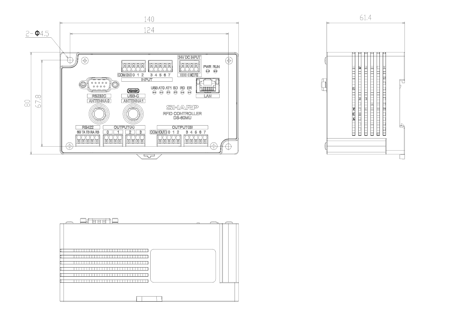 コントローラ:DS-60MU 外形寸法図