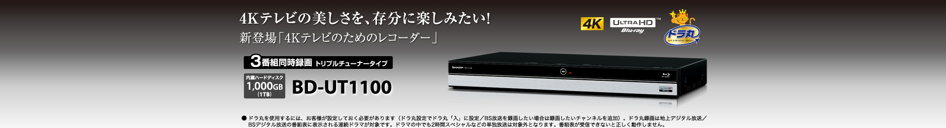 激安シャープ SHARP HDD/BDレコーダー BD-UT1100 リモコン付 完動品 状態良好 極美品 新品のHDDへ換装 シャープ