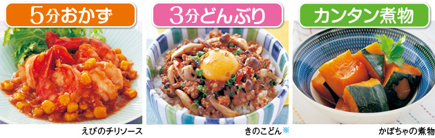 スピードメニュー:5分おかず/3分どんぶり/カンタン煮物