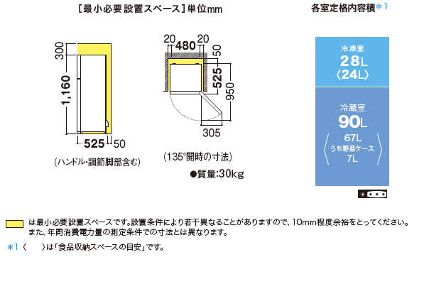 仕様/寸法 | SJ-HA12D | 冷蔵庫トップ:シャープ 仕様/寸法 | SJ-HA12D | 冷蔵庫トップ:シャープ
