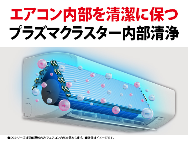 エアコン内部を清潔に保つプラズマクラスター内部清浄