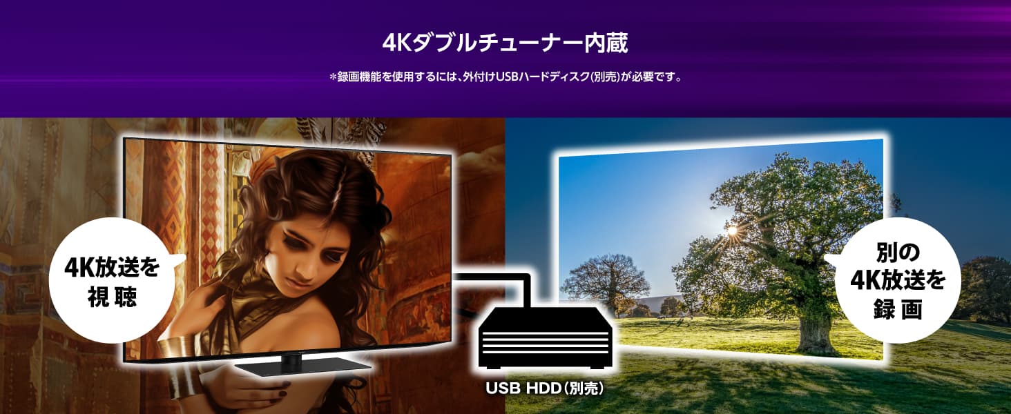 4Kダブルチューナー内蔵