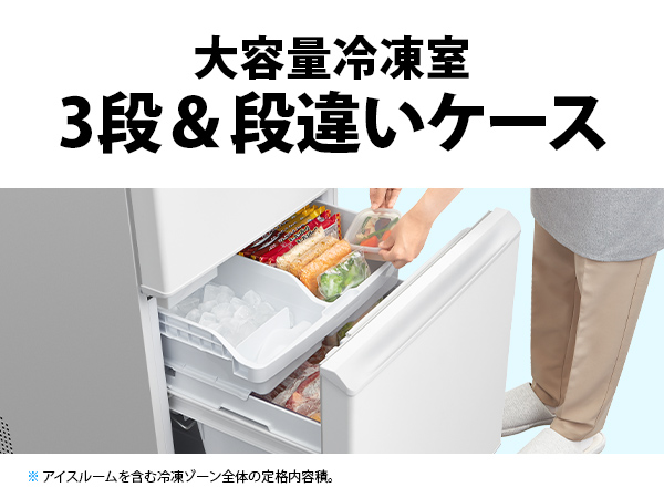 大容量冷凍室 3段&段違いケース
