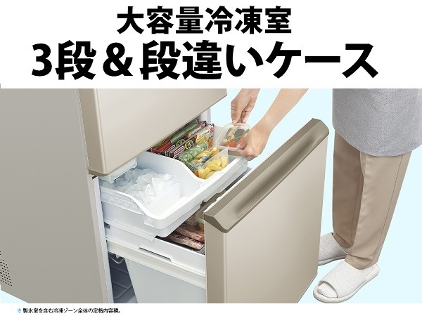 大容量冷凍室 3段&段違いケース