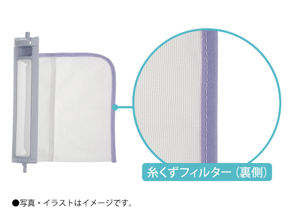 掃除がしやすい構造の糸くずフィルターで、糸くずが取り除きやすい