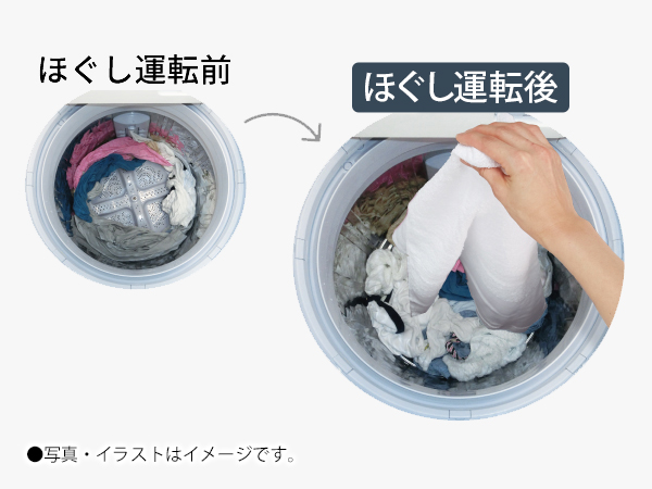 ほぐし運転で 洗濯物が取り出しやすい