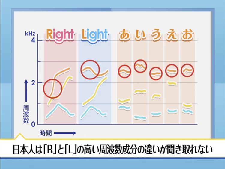 日本人は「R」と「L」の高い周波数成分の違いが聞き取れない