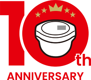 10周年アニバーサリーロゴ。ホットクック10周年トップページにリンクします