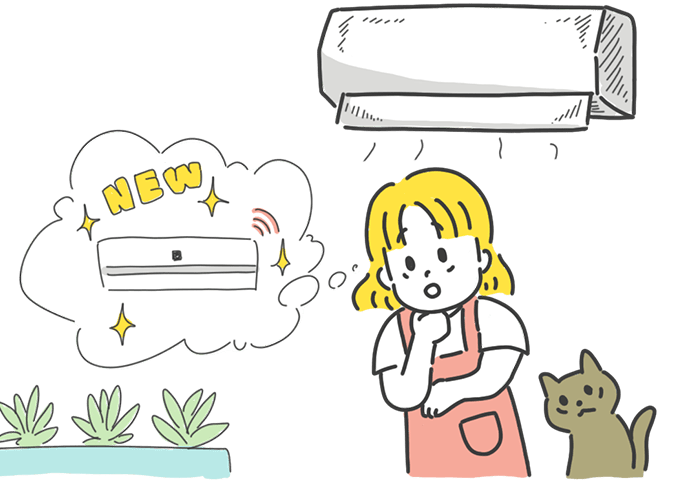 エアコンの買い換えを考える女性