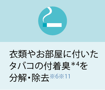 衣類やお部屋に付いたタバコの付着臭を分解・除去