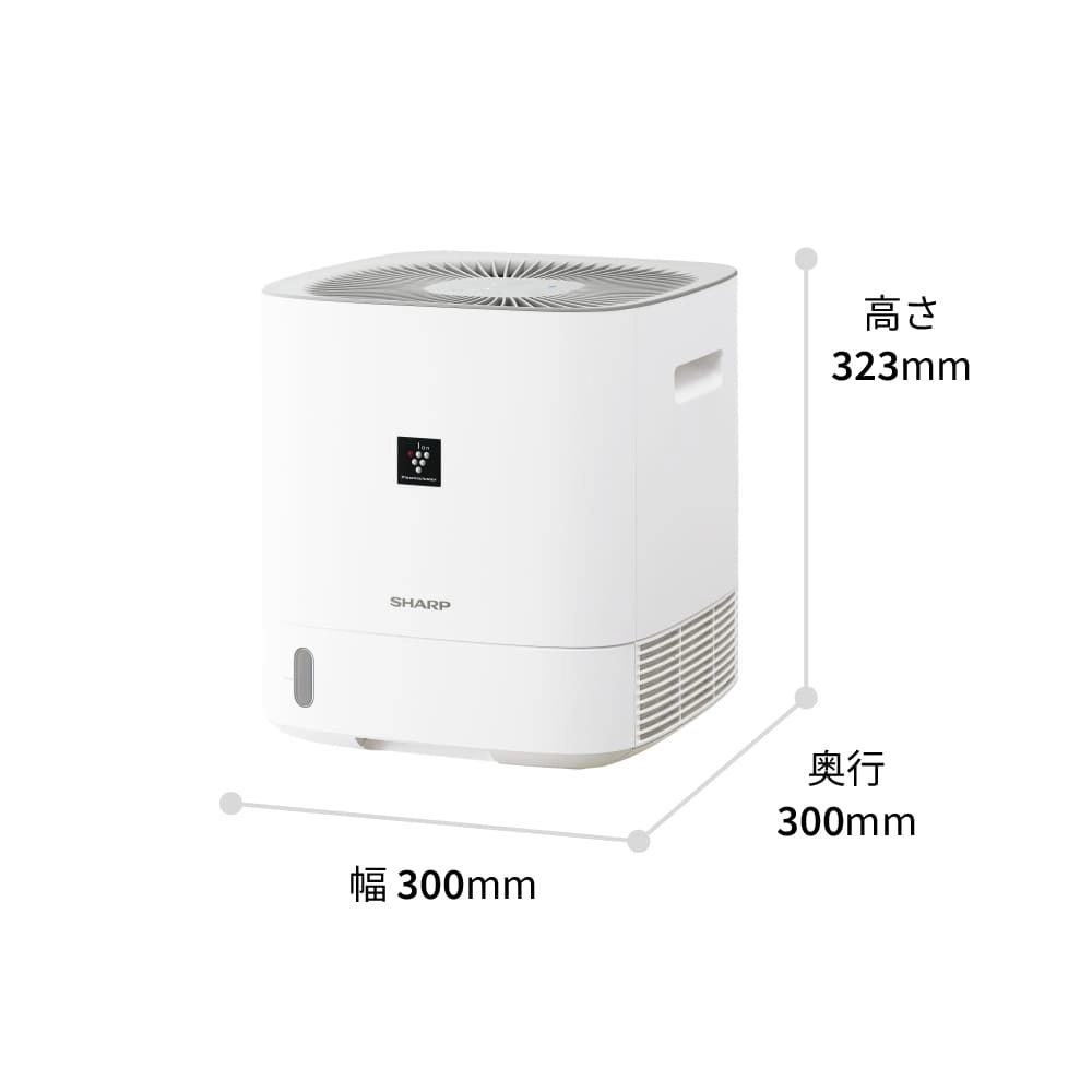 デシカント方式衣類乾燥除湿機CV-T60:外形寸法図、幅300mm×奥行300mm×高さ323mm