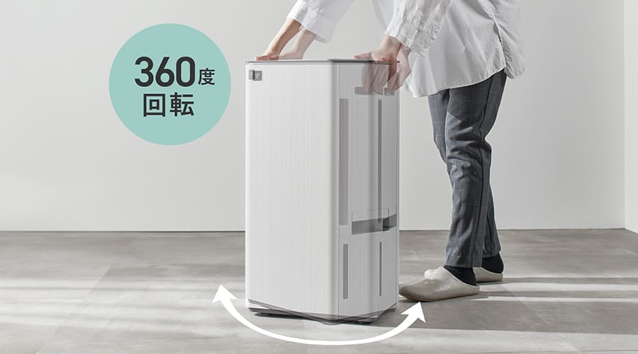 自在キャスターを搭載したCV-U190を回転させている画像