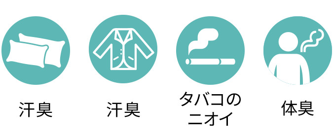 枕の汗臭、衣類の汗臭、タバコのニオイ、体臭