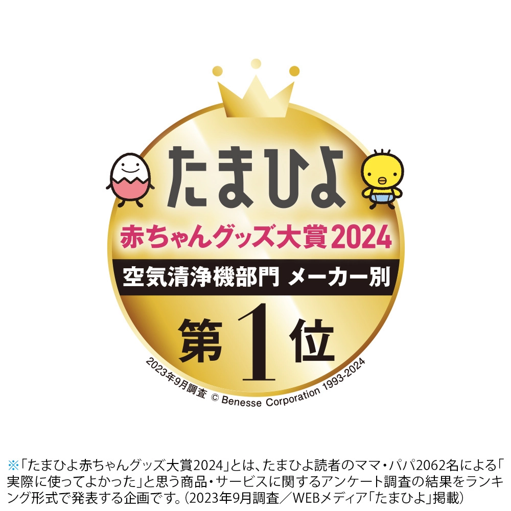 たまひよ赤ちゃんグッズ大賞2023、空気清浄機部門メーカー別、第1位