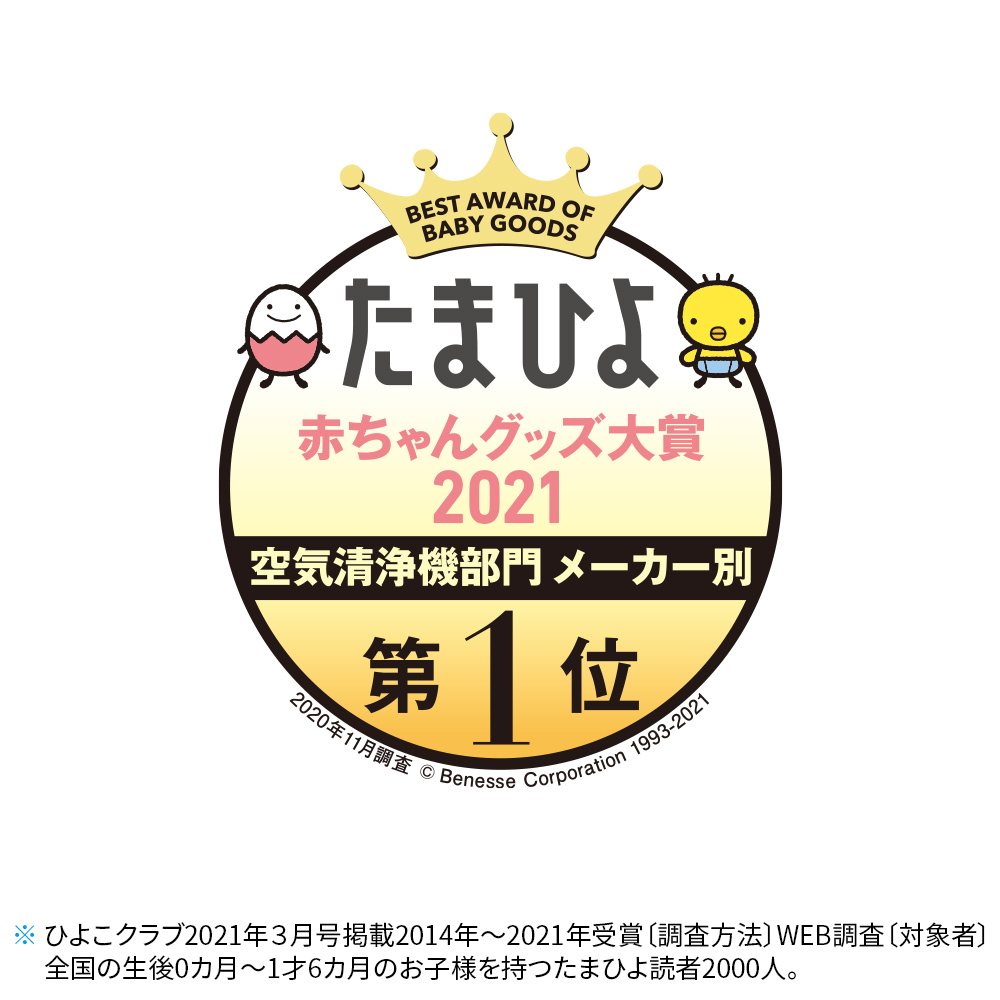 たまひよ赤ちゃんグッズ大賞2021空気清浄機部門第1位