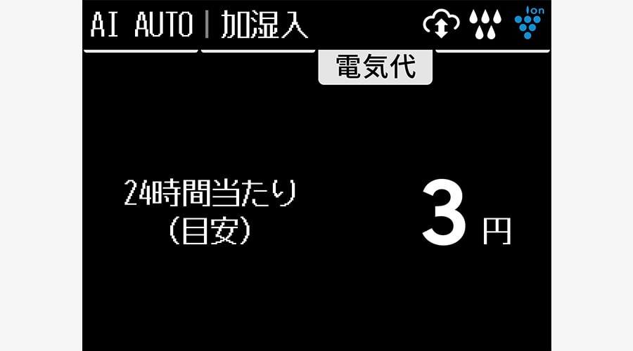 24時間あたりの電気代（目安）表示イメージ