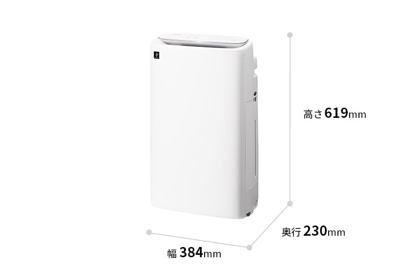 外形寸法図、幅384mm×奥行230mm×高さ619mm