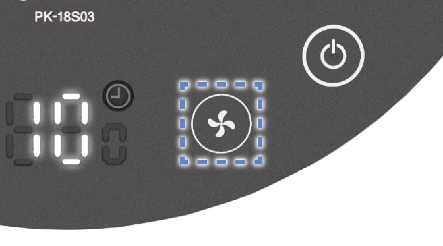 台座天面上の風量切替ボタンの画像