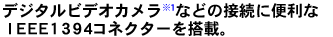 fW^rfIJ1Ȃǂ̐ڑɕ֗IEEE1394RlN^[𓋍ځB