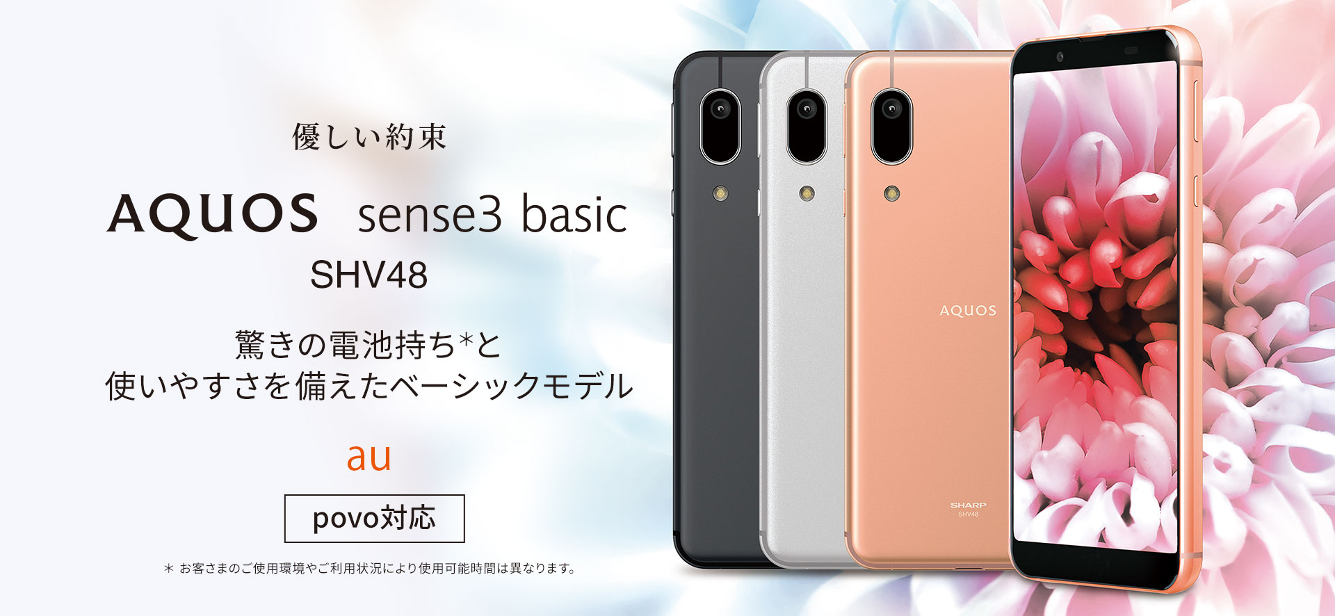 au SHV48/K SHARP AQUOS sense3 basic