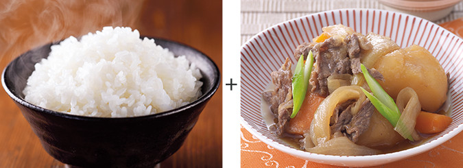 ごはん+肉じゃがの写真