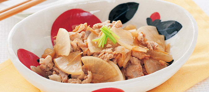 5分おかず(豚肉と大根のしょうが風味)の写真