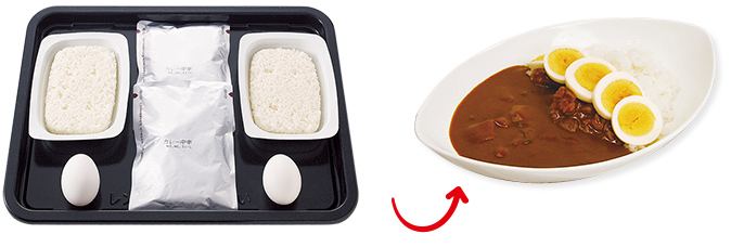 レトルト食品やゆで卵を同時調理イメージ
