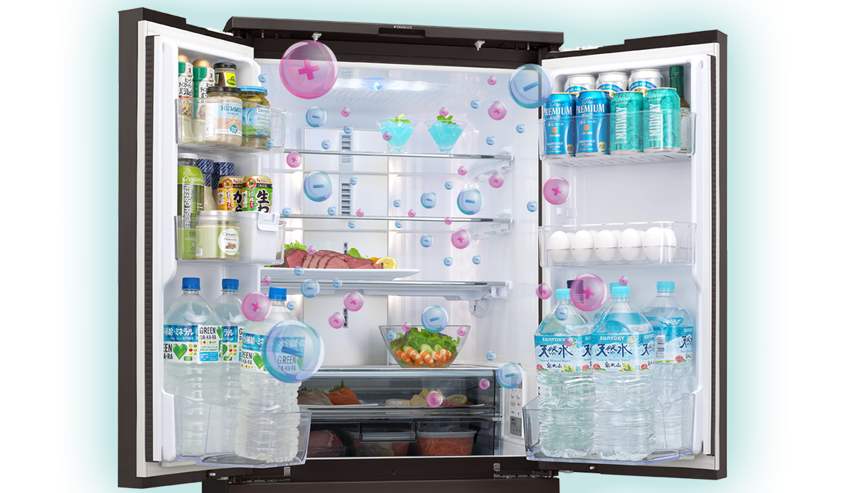 プラズマクラスターイオンが循環している冷蔵庫の庫内イメージ