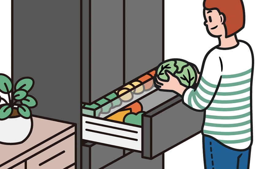 真ん中レイアウトの野菜室